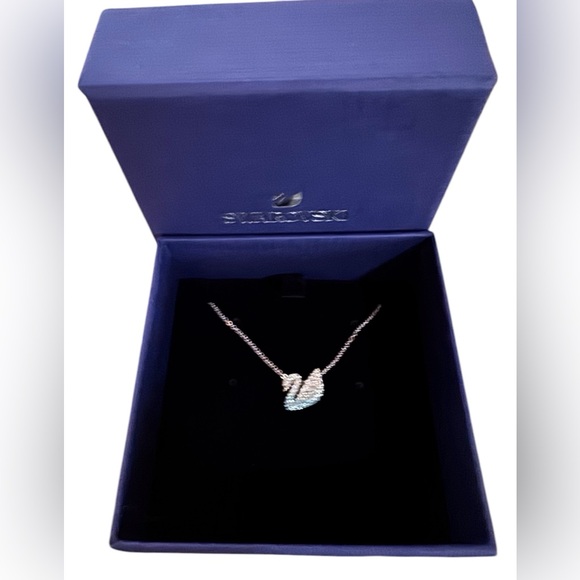Swarovski Iconic Swan Pendant, White & Blue, Rhodium Plated, Small NWT - Picture 1 of 7